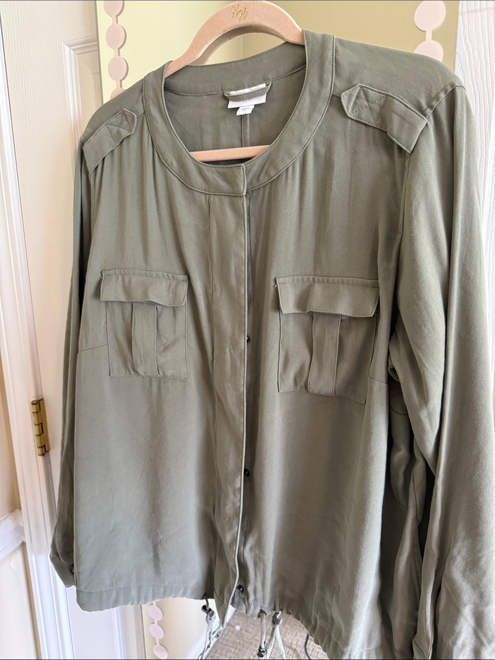 J. Jill Olive Green Utility Jacket with Front Flap Pockets